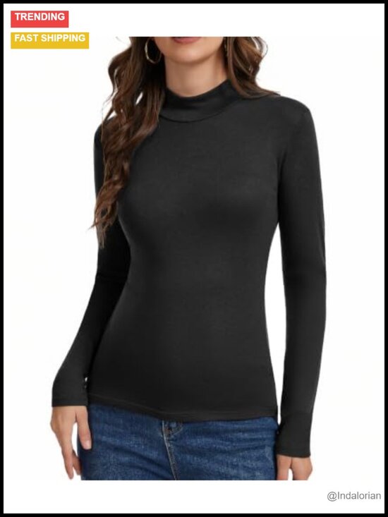 Other - Merino Wool Mock Neck Long Sleeve Thermal Top Slim Fit